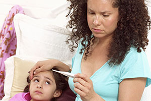 Mom with sick child