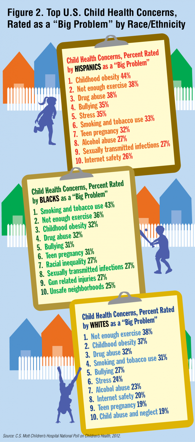 Figure 2. Top U.S. Child Health Concerns Rated as a "Big Problem" by Race/Ethnicity