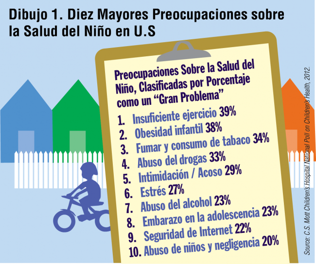 Dibujo 1. Diez Mayores Preocupaciones sobre la Salud del Nino en U.S.