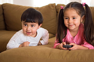 Kids watching TV